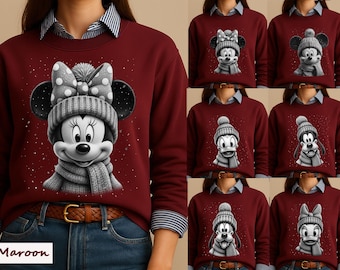 Vintage Christmas Mouse & Friends Sweatshirt, Realistic Cartoon Character Shirt, Whimsical Holiday, Disney Mickey Merry Christmas Toddler