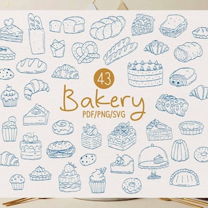 Hand-Drawn Bakery Clip Art, illustration, Vector Line Art – Instant Digital Download, PNG, SVG, PDF