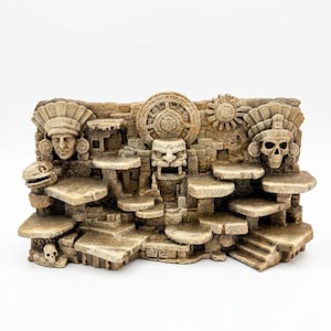 Terrarium-Hintergrund mit Aztekenruinen – Breites, 3D-gedrucktes Terrarium-Dekor für Reptilien, Kletterwand für Kronengeckos, Maya-Tempelstein