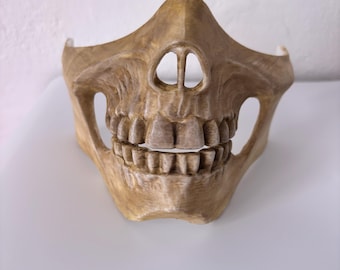 3D-gedruckte, handbemalte Skelettmaske – Totenkopfmaske für das Untergesicht, geeignet für Cosplay, Halloween-Halbmasken und Gothic-Maskenbälle.