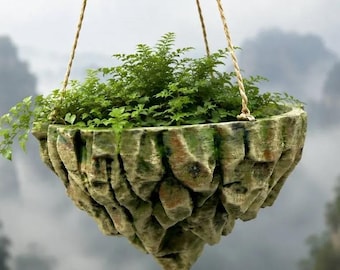 Floating Mountain Planter 3D Printed Rock Hanging Flower Pot Pandora Inspired Bonsai Vase Hanging Succulent Planter Air Plant Holder