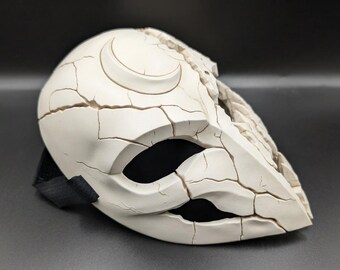 3D-gedruckte asymmetrische Mond-Horrormaske | Halbgesicht einer Kreatur mit Rissen auf dem Mond | Cosplay-Requisite mit Monsterzähnen | Tragbare Halloween-Festivalmaske