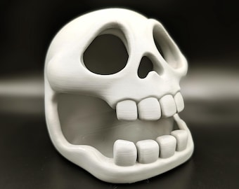3D Printed Skull Cave Storage Holder - Goth Tea Light Candle Display, Spooky Desk Organizer, Halloween Dark Academia Decor, Creepy Gift