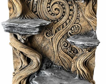 3D Maori-Inspired Terrarium Background - Ancient Tree Trunk with Climbing Ledges - Tropical Reptile & Amphibian Enclosure Decor