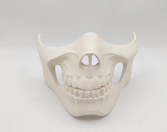3D-gedruckte Skelettmaske – Totenkopfmaske für das Untergesicht, geeignet für Cosplay, Halloween-Halbmasken, Gothic-Maskenbälle und den Tag der Toten