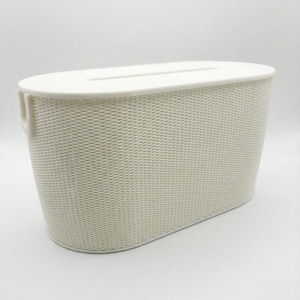 3D-gedruckte Kabelmanagementbox – Schreibtisch-Organizer & Kabelversteck – Steckdosenleistenabdeckung – Ladestation – Ästhetisches Geschenk fürs Büro 2 - White