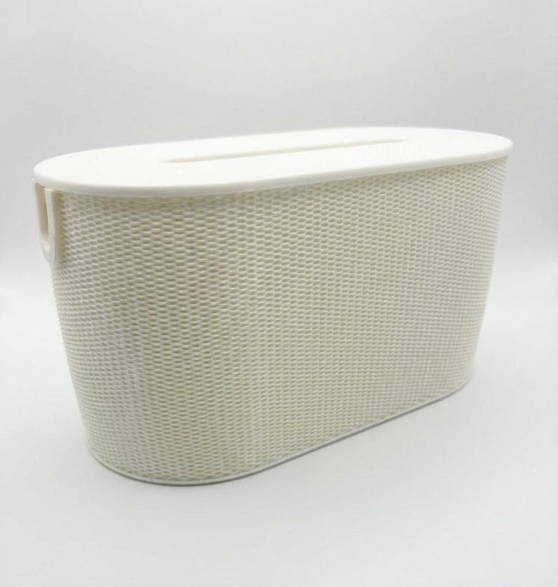 3D-gedruckte Kabelmanagementbox – Schreibtisch-Organizer & Kabelversteck – Steckdosenleistenabdeckung – Ladestation – Ästhetisches Geschenk fürs Büro 2 - White