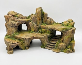 Achtergrond voor terrarium met toendra-rotsen - 3D reptielenplatform en schuilgrot - Decoratie voor klimwanden in de woestijnsteppe - D&D Wargaming terrein