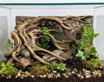 3D Printed Old Tree Aquarium Background - Terrarium Rock Wall Decor - Aquascape Ancient Tree Trunk - D&D Wargaming Terrain