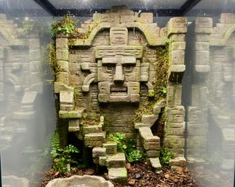 Aztec Temple Terrarium Background 3D Printed Reptile Vivarium Decor Stone Ruins Back Panel - D&D Wargaming Terrain