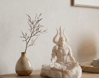 3D Printed Adiyogi Shiva Statue |Meditating Lord Shiva Idol | Hindu God Figure | Spiritual Yoga Meditation Decor | Mahadev Trident Sculpture