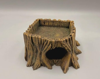 3D Printed Root Corner Hideout – Corner Hideout with Food Bowl - Decoration for and Vivariums Terrariums - D&D Wargaming Terrain