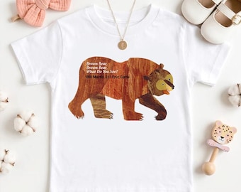 Retro Brown Bear Storytime Shirt | Bill Martin Jr & Eric Carle Teacher Tee | Classic Children's Book Fan Top | Preschool Literacy Gift