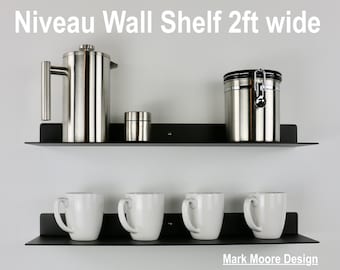 Black Metal Wall Shelf, Floating, Modern, Wall Shelves, Bathroom, Kitchen, Office, Open, Liquor, Wine, Storage, Cafe, toy display, Simple