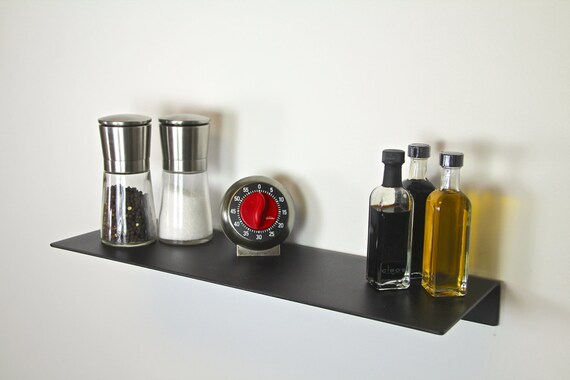 Shelf Metal Wall Floating Bathroom Black Image 0