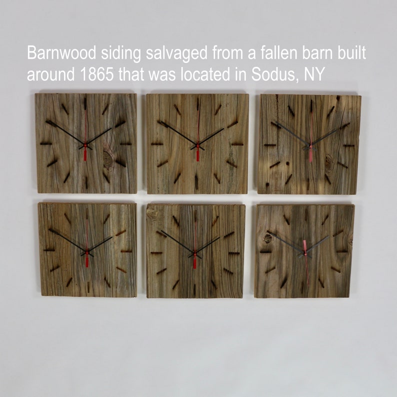 Recuperado Barnwood Reloj de pared Medio Cuadrado | Etsy