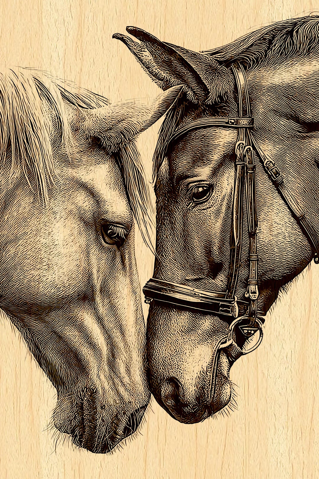 Rustic Pony Horse Pair Engraving PNG | Rustic Pony Laser & CNC Wood Engraving ...