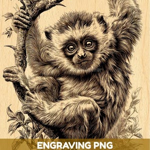 Muriqui-apagravyr PNG transparent | Regnskogsapa Clipart | Laserträ CNC-gravyrdesign digital nedladdning