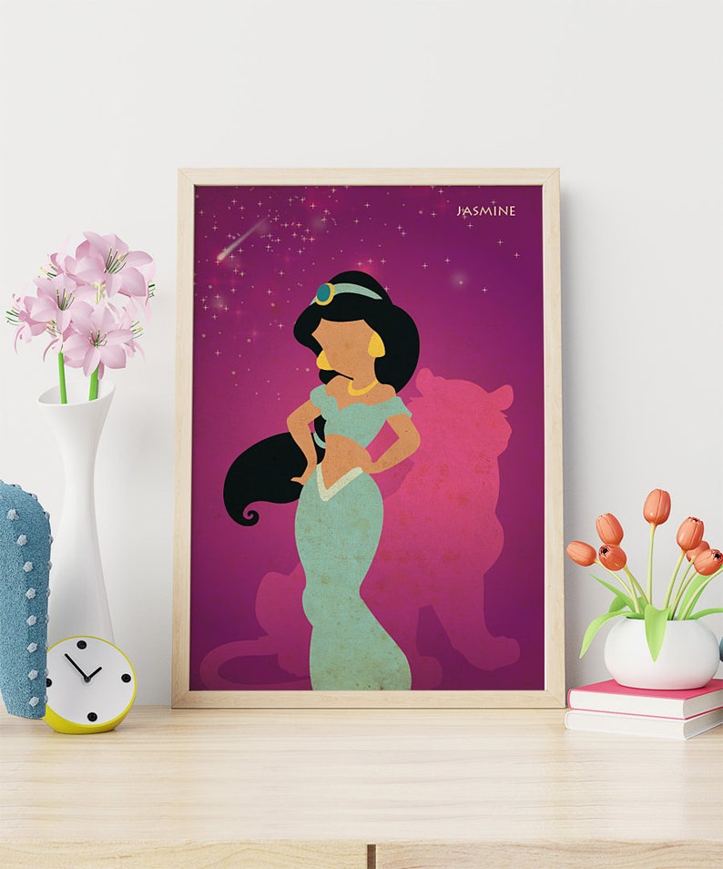 Disney Princess Jasmine Wall Art Nursery Print Aladdin Girl Etsy