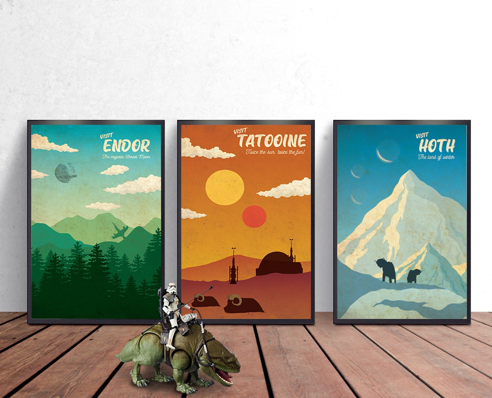 Star Wars Travel Poster Prints Hoth Endor Tatooine Set - Etsy