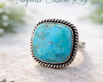 Handgemaakte Kingman Turquoise ring: 925 sterlingzilveren bedel