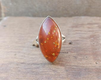 925 Argent Sterling & Véritable Cognac Baltique Ambre Unique Bague