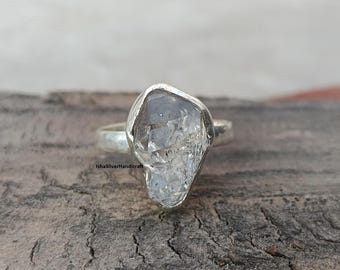 Bague Herkimer en argent sterling 925 avec diamants faite main