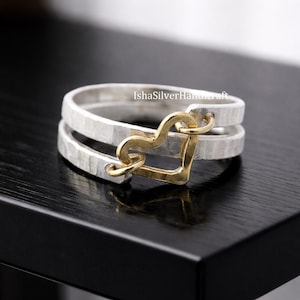 Hammered 925 Sterling Silver Heart Ring - Boho Thumb Ring.