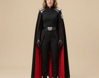 Second Sister Inspired Inquisitor Cosplay – Dark Side Villain Suit with Red-Lined Cloak
