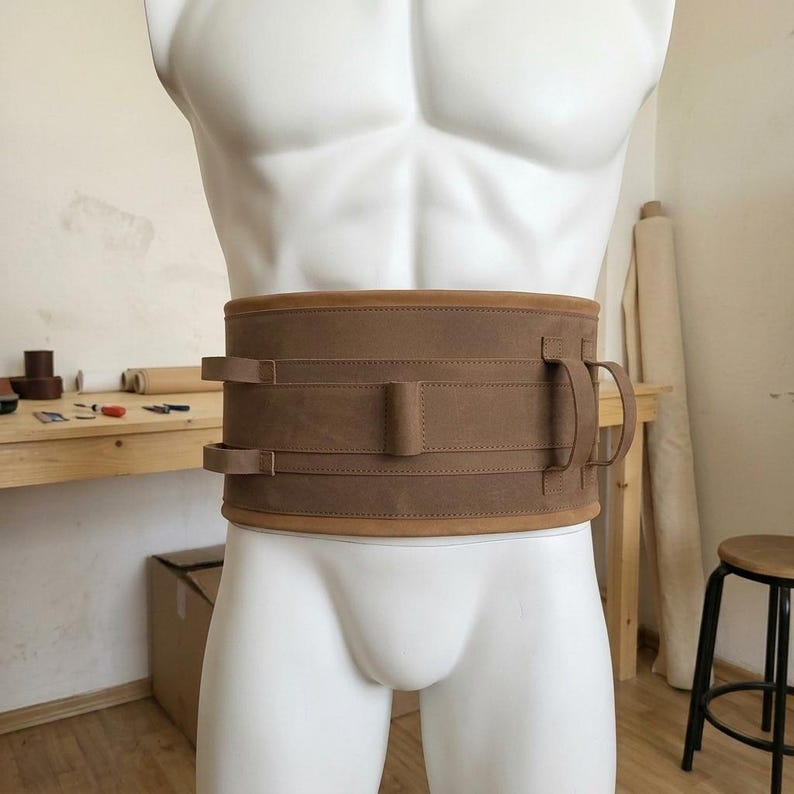 Handmade Leather Mandalorian Armorer Belt - Galactic Cosplay Girth Wrap image 1
