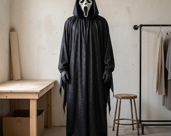 Sparkly Ghostface Cosplay Robe - Metallic Glitter Scream Costume