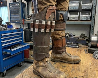 Star Wars Inspired Mandalorian Real Leather Leg Armour Package Cosplay Costume Prop Handmade.
