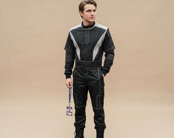 Mandalorian Inspired Bounty Hunter Flight Suit - Black Star Wars Cosplay - Galactic Pilot Tactical Outfit - Space Officer Halloween Costume