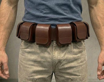 Ammo Belt - Boba fett belt 8 pouches Star Wars Mandalorian Costume Props Leather Ammo Belt