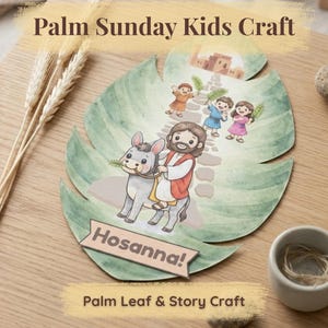 Artesanato da história do Domingo de Ramos, Artesanato com Folha de Palmeira, Atividade Bíblica sobre a Entrada de Jesus em Jerusalém, Lição de Páscoa para Crianças na Igreja (Arquivo Digital para Imprimir)