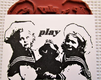 Play Rubber Stamp UMOUNTED Vintage Style Children UM Stamp