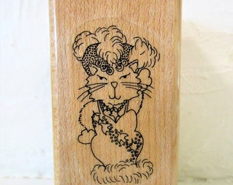 Sex Kitten Rubber Stamp Funny Vintage Marks of Distinction Girl Cat Wood Mounted Stamp