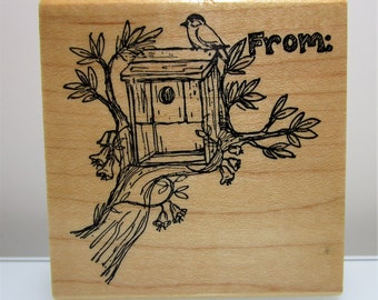 Bird on Mailbox FROM Envelope Rubber Stamp Vintage Art Impressions I-1589 Happy Mail Pen Pal