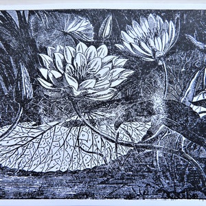 Lush Foliage Rubber Stamp UNMOUNTED Large Lily Flower Leaves Forest Jungle UM Used Vintage image 2