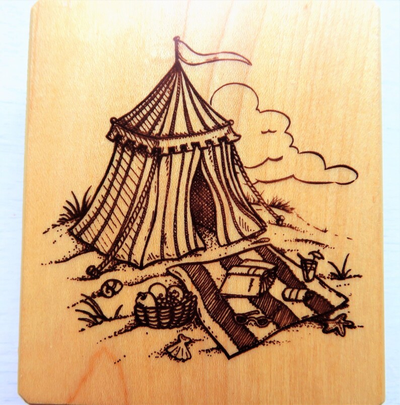 Beach Cabana Rubber Stamp Vernissage Inkadinkado Seaside Scene Travel Summer Vacation Theme A1