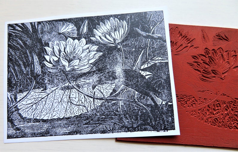 Lush Foliage Rubber Stamp UNMOUNTED Large Lily Flower Leaves Forest Jungle UM Used Vintage image 1