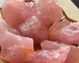 Quartz rose brut naturel · Pierre précieuse · Minéral décoratif et pierre d'amour · Pierre de méditation et de guérison · Pierre énergétique · Partie 3
