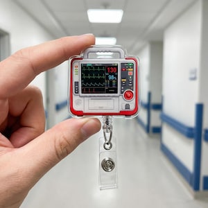 Patient Monitor Badge Reel | Custom Acrylic ID Holder for Nurses, Techs