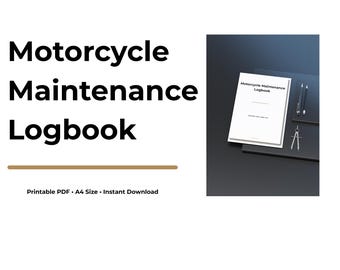 Motorcycle Maintenance Logbook | Service Record (Printable PDF)