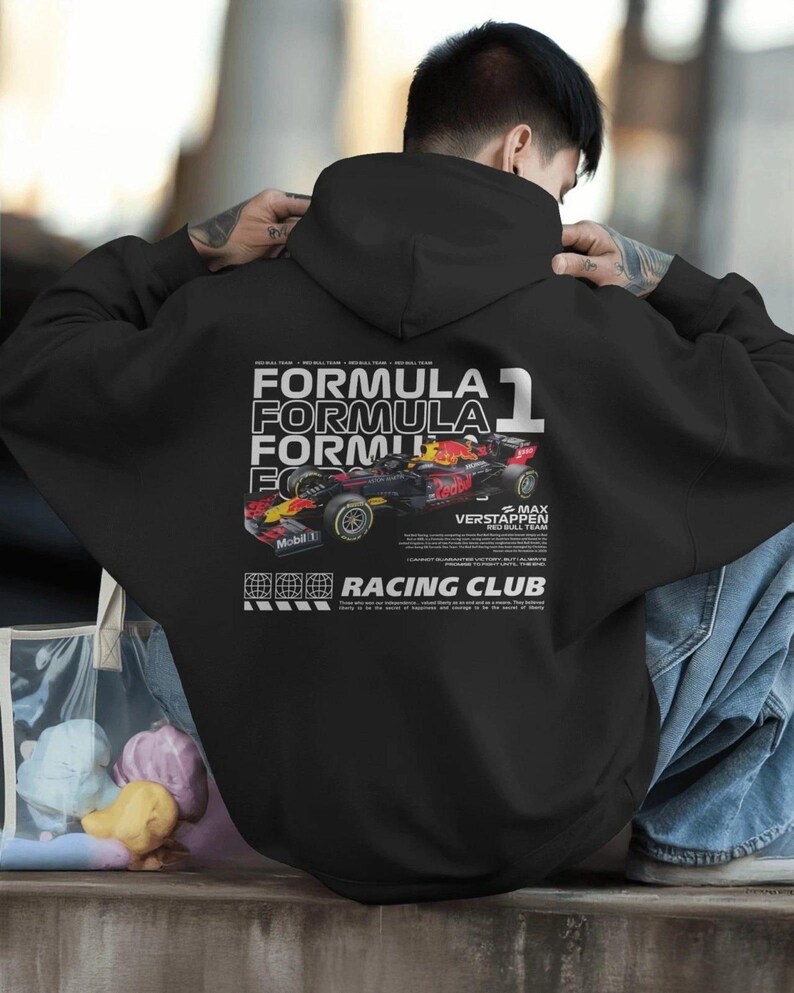 Sweatshirt Back Racing Graphics Max Verstappen F1 Fan Art Hoodie Red Bull Racing Pullover Streetwear - Etsy