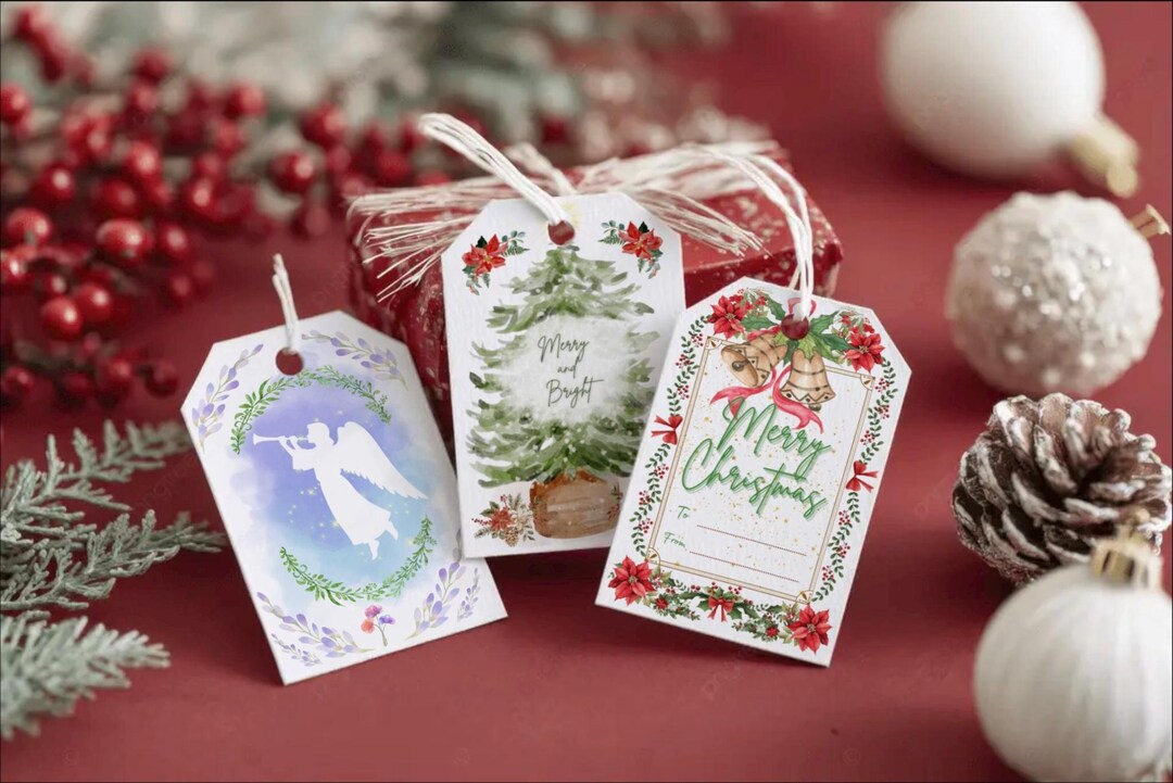 Printable Christmas Gift Tags | Watercolor Holiday Present Labels ...