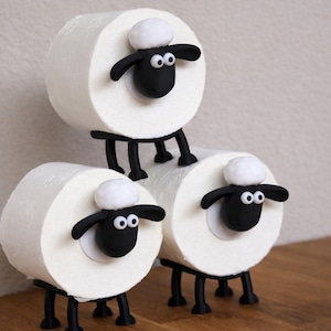 Sheep Toilet Paper Holder | Toilet Decoration | Spare Roll Holder for Bathroom | Creative Design Black | Gift Idea image 1