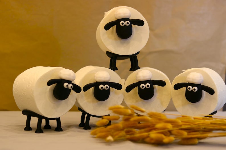 Sheep Toilet Paper Holder | Toilet Decoration | Spare Roll Holder for Bathroom | Creative Design Black | Gift Idea image 2