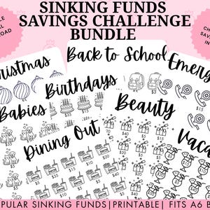 Printable Sinking Funds Tracker Bundle | 12 Savings Categories | A6 Binder Cash Stuffing (Digital Download)|