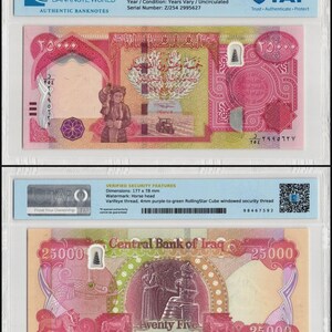 thumbnail interactive-video image 1 of Lot Of 10 Authentic Circulated Iraqi Dinar Banknotes (1000 Dinar, 2020, P-91a) – Real History, Verified 1 of 2